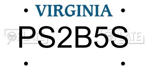 PS2B5S Virginia License Plate