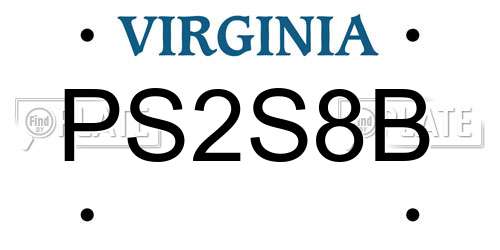 PS2S8B Virginia License Plate