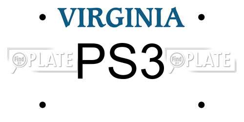PS3 Virginia License Plate