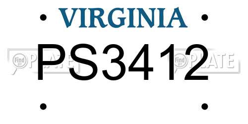 PS3412 Virginia License Plate