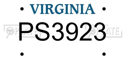 PS3923 Virginia License Plate