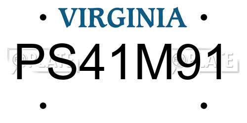 PS41M91 Virginia License Plate