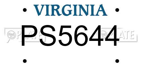 PS5644 Virginia License Plate