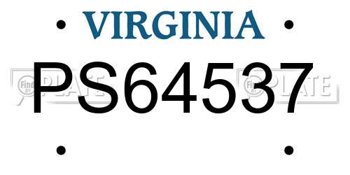 PS64537 Virginia License Plate