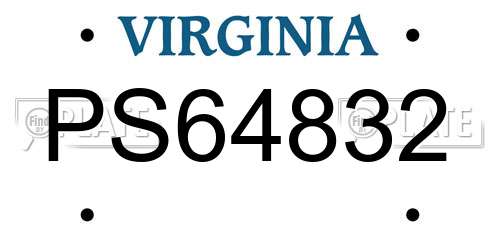 PS64832 Virginia License Plate