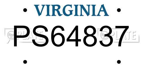 PS64837 Virginia License Plate