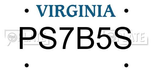 PS7B5S Virginia License Plate