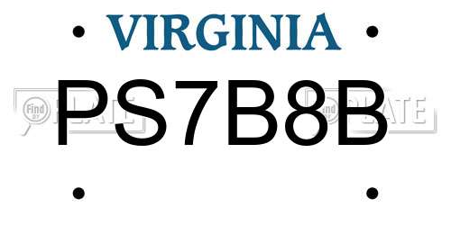 PS7B8B Virginia License Plate