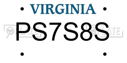PS7S8S Virginia License Plate