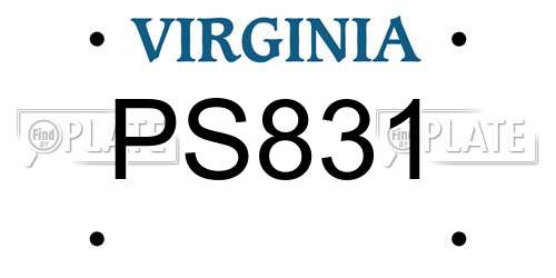 PS831 Virginia License Plate