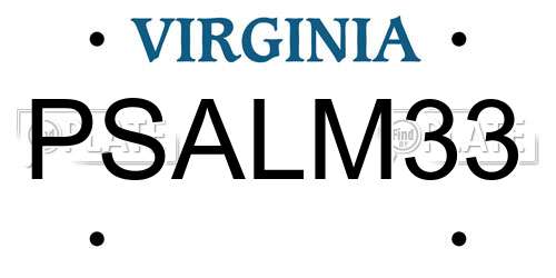 PSALM33 Virginia License Plate