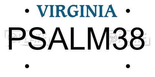 PSALM38 Virginia License Plate