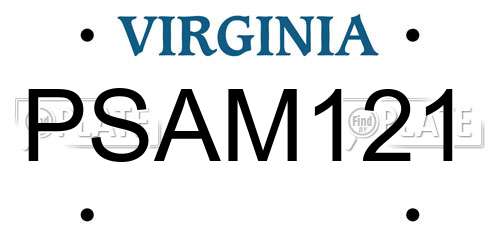 PSAM121 Virginia License Plate