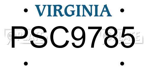 PSC9785 Virginia License Plate