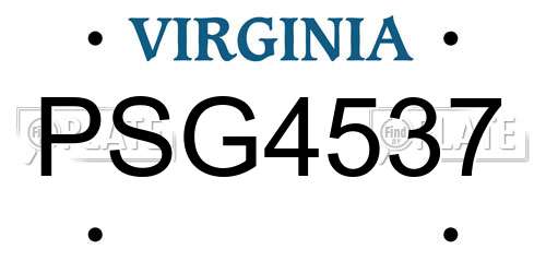 PSG4537 Virginia License Plate