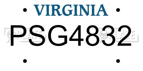 PSG4832 Virginia License Plate