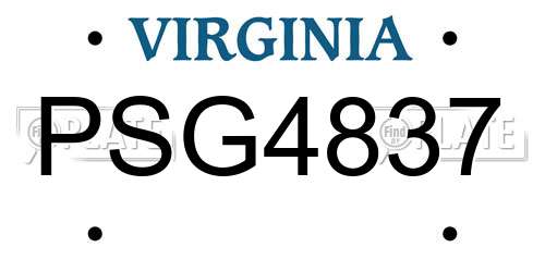 PSG4837 Virginia License Plate