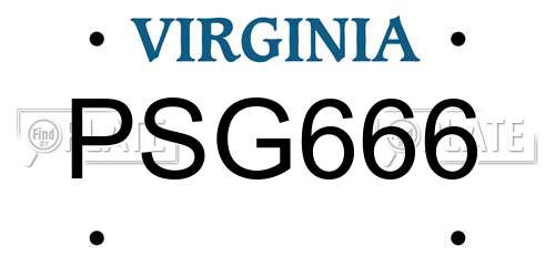 PSG666 Virginia License Plate