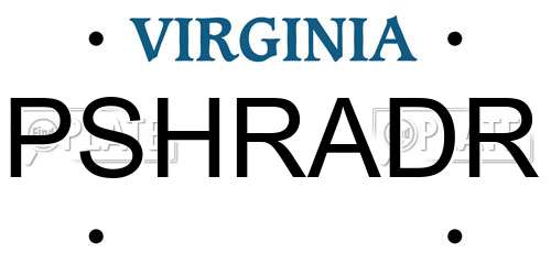 PSHRADR Virginia License Plate
