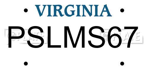 PSLMS67 Virginia License Plate