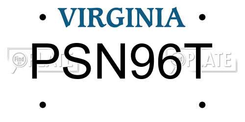 PSN96T Virginia License Plate