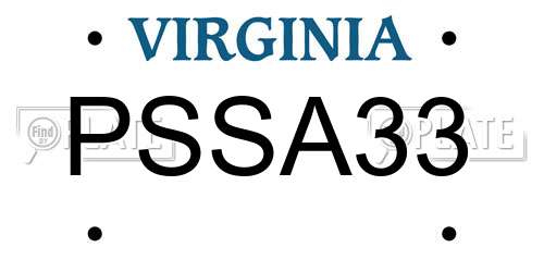 PSSA33 Virginia License Plate
