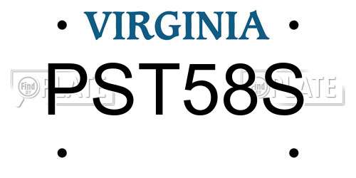 PST58S Virginia License Plate