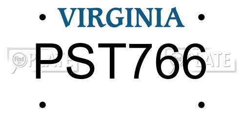 PST766 Virginia License Plate