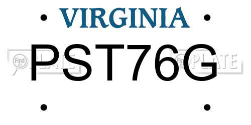 PST76G Virginia License Plate