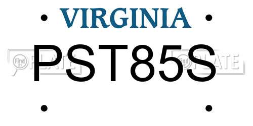 PST85S Virginia License Plate