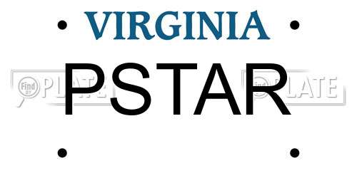 PSTAR Virginia License Plate