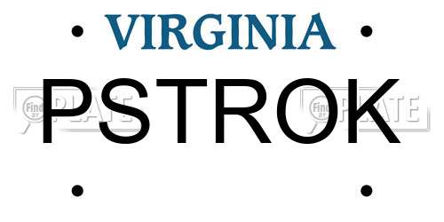 PSTROK Virginia License Plate