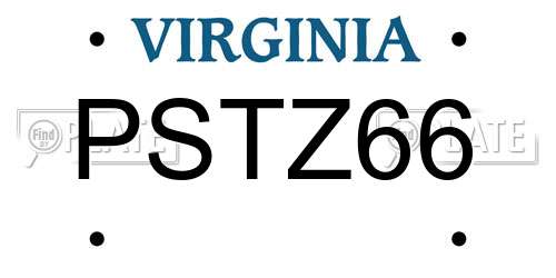 PSTZ66 Virginia License Plate