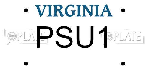 PSU1 Virginia License Plate
