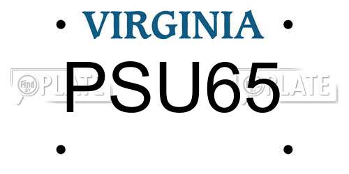 PSU65 Virginia License Plate