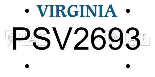 PSV2693 Virginia License Plate