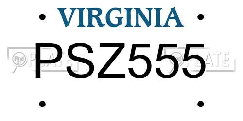 PSZ555 Virginia License Plate