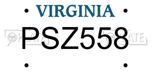 PSZ558 Virginia License Plate