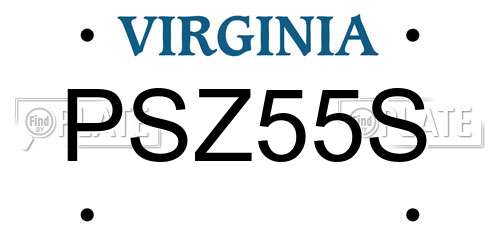PSZ55S Virginia License Plate