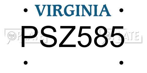 PSZ585 Virginia License Plate
