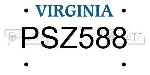 PSZ588 Virginia License Plate