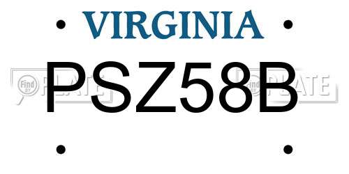 PSZ58B Virginia License Plate