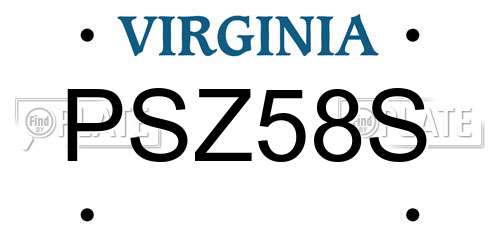 PSZ58S Virginia License Plate
