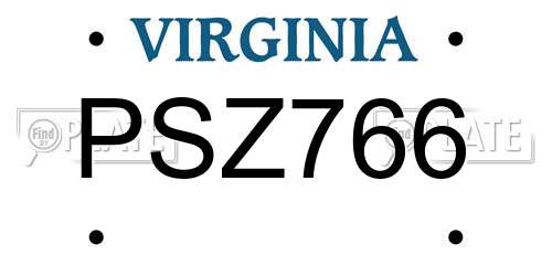 PSZ766 Virginia License Plate