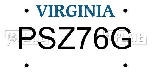 PSZ76G Virginia License Plate