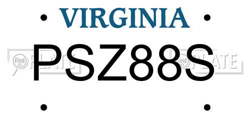 PSZ88S Virginia License Plate