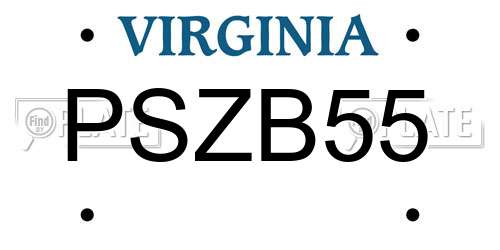 PSZB55 Virginia License Plate