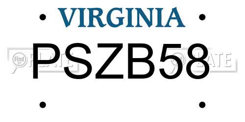 PSZB58 Virginia License Plate