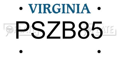 PSZB85 Virginia License Plate