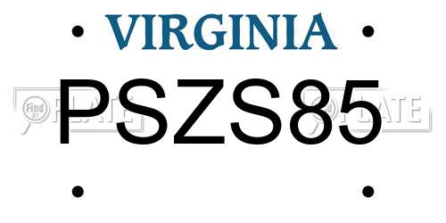 PSZS85 Virginia License Plate